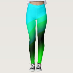 Blue green rainbow abstract texture pattern art  t leggings