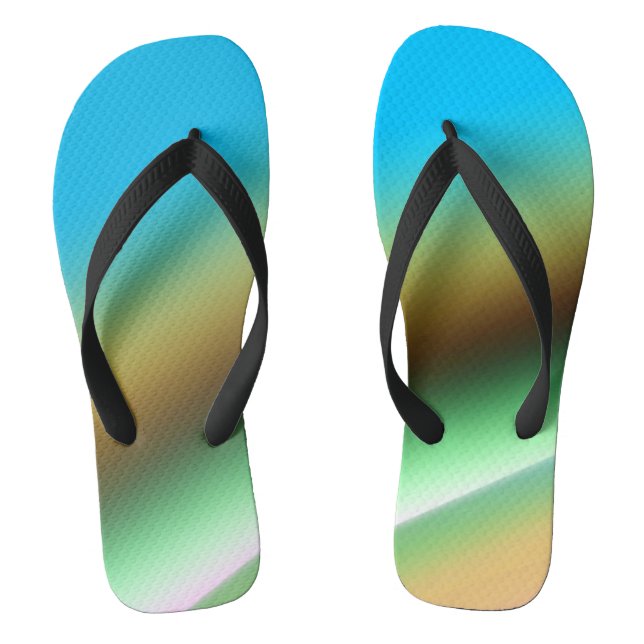 Blue green rainbow abstract texture pattern art  t thongs (Footbed)