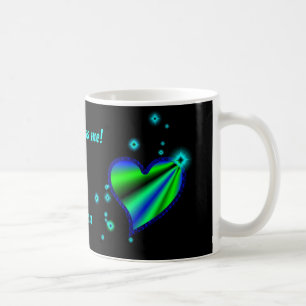 Blue Green Rainbow Heart with Stars Coffee Mug
