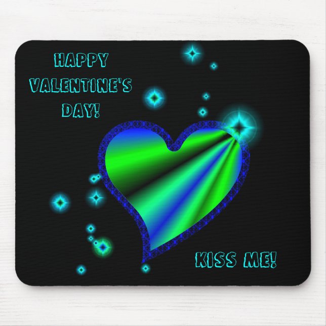 Blue Green Rainbow Heart with Stars Mouse Pad (Front)
