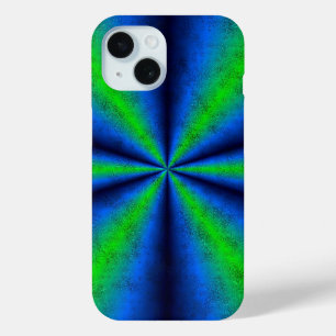 Blue Green Rainbow in Elephant Skin Leather Optik iPhone 15 Case