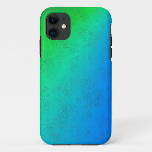 Blue Green Rainbow in Elephant Skin Leather Optik iPhone 11 Case