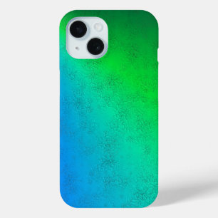 Blue Green Rainbow in Elephant Skin Leather Optik iPhone 15 Case