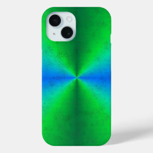 Blue Green Rainbow in Elephant Skin Leather Optik iPhone 15 Case