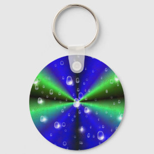 Blue Green Rainbow in Elephant Skin Leather Optik Key Ring