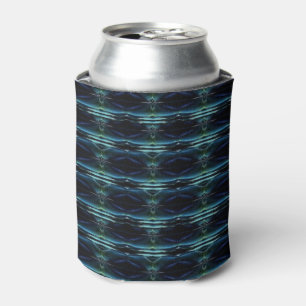 Blue Green Rainbow Stars , Artdeco Pattern Can Cooler