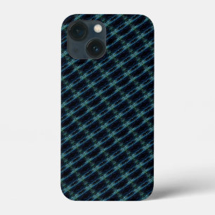 Blue Green Rainbow Stars , Artdeco Pattern iPhone 13 Mini Case
