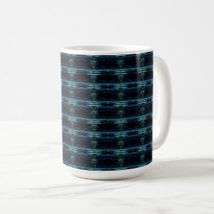 Blue Green Rainbow Stars , Artdeco Pattern Coffee Mug