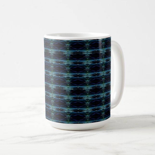 Blue Green Rainbow Stars , Artdeco Pattern Coffee Mug (Front Right)