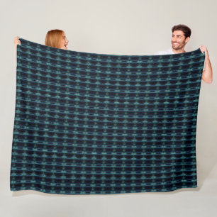 Blue Green Rainbow Stars , Artdeco Pattern Fleece Blanket