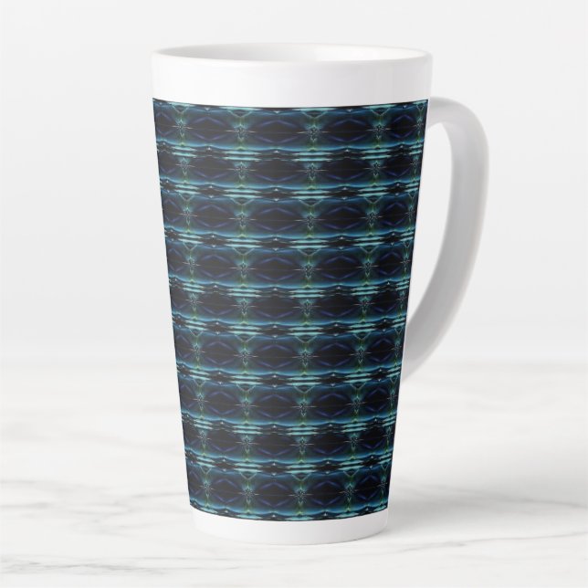 Blue Green Rainbow Stars , Artdeco Pattern Latte Mug (Right Angle)