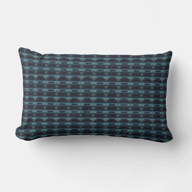 Blue Green Rainbow Stars , Artdeco Pattern Lumbar Cushion (Front)