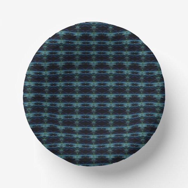 Blue Green Rainbow Stars , Artdeco Pattern Paper Plate (Front)