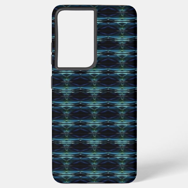 Blue Green Rainbow Stars , Artdeco Pattern Samsung Galaxy S21+ Case (Back)