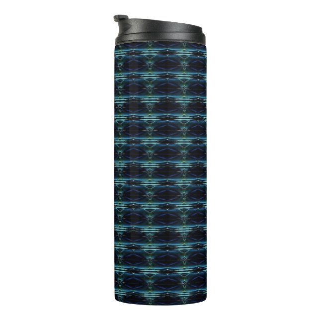 Blue Green Rainbow Stars , Artdeco Pattern Thermal Tumbler (Rotated Right)