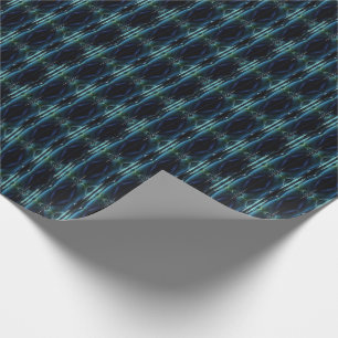 Blue Green Rainbow Stars , Artdeco Pattern Wrapping Paper