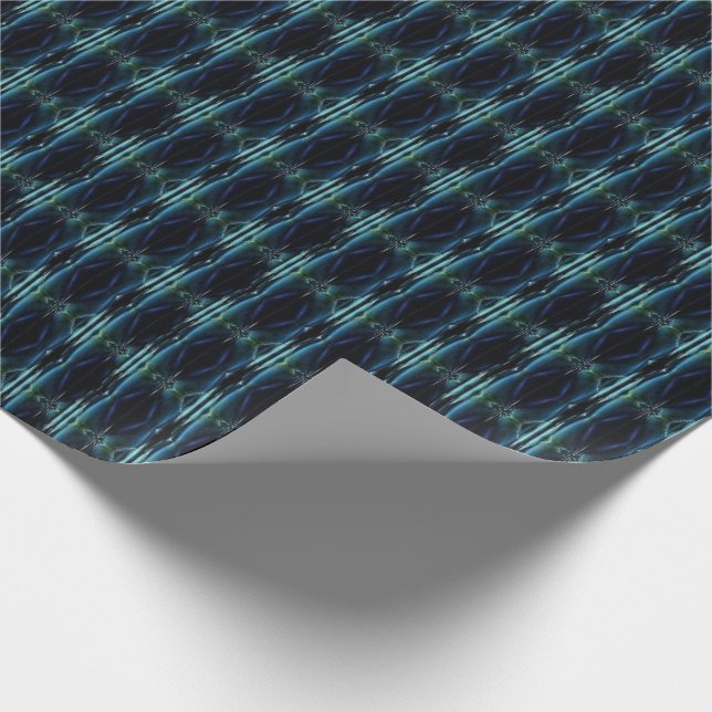 Blue Green Rainbow Stars , Artdeco Pattern Wrapping Paper (Corner)