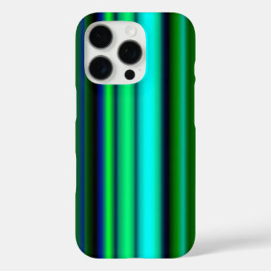 Blue Green Rainbow Stripes iPhone 16 Pro Case