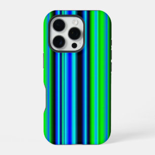 Blue Green Rainbow Stripes iPhone 16 Pro Case