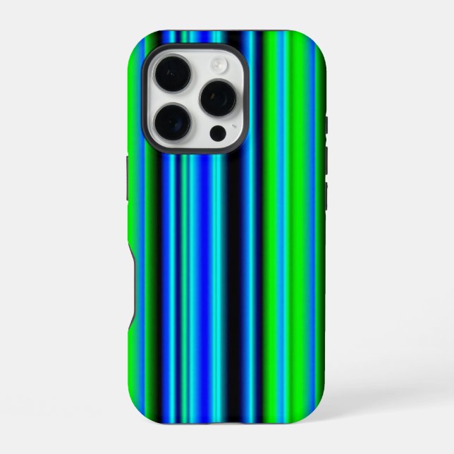 Blue Green Rainbow Stripes iPhone Case (Back)