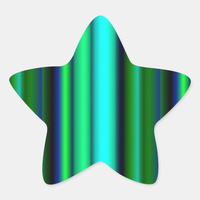 Blue Green Rainbow Stripes Star Sticker (Front)