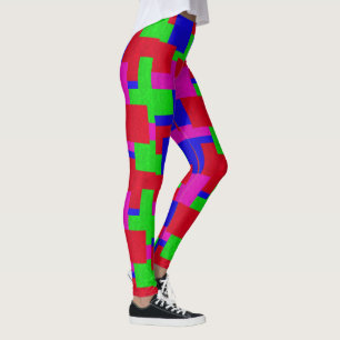 Blue Green Red Abstract Coloured Blocks, Leggings