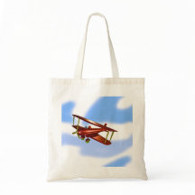 Blue Green Red Bi-plane Flight Adventure Tote Bag