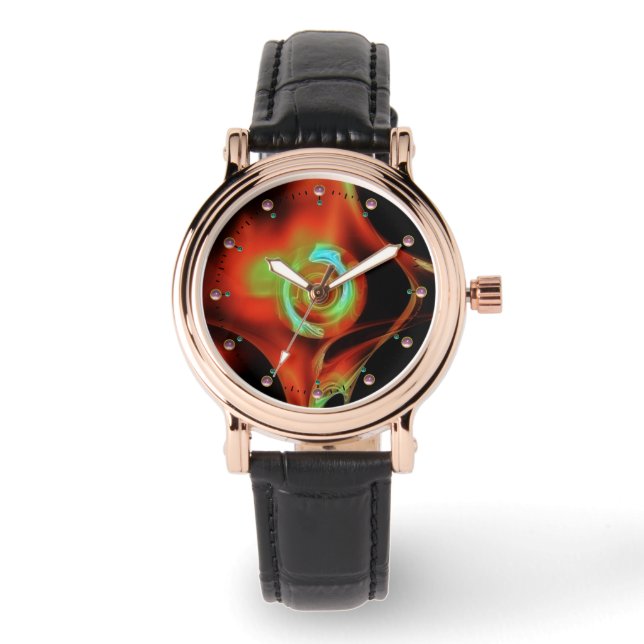 BLUE GREEN RED FRACTAL ROSE WATCH (Front)