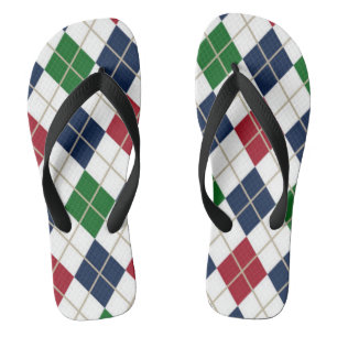 Blue Green Red White Argyle   Thongs