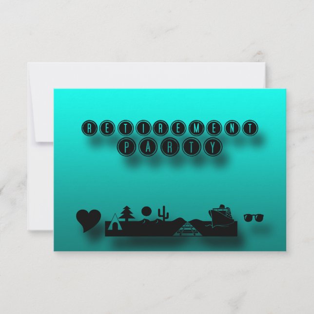 Blue Green Retirement Party Custom Invitation (Front)