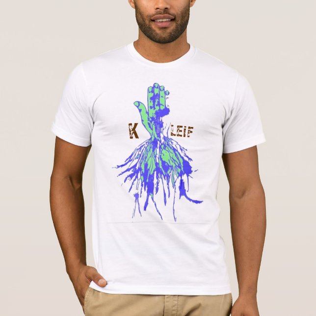 Blue Green Root Hand K LEiF T-Shirt (Front)