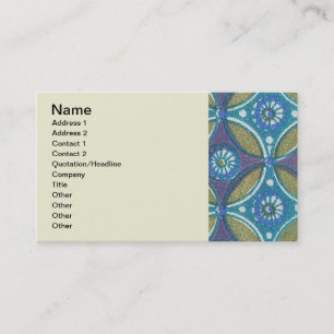Blue Green Rustic Boho Geometric Circle Pattern Business Card