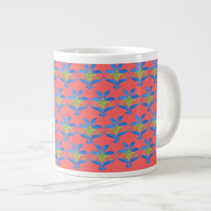 Blue, Green, Scarlet Art Nouveau Pattern Jumbo Mug
