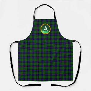 BLUE GREEN SCOTT ARMSTRONG TARTAN GEM MONOGRAM  APRON