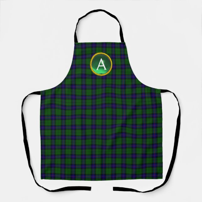 BLUE GREEN SCOTT ARMSTRONG TARTAN GEM MONOGRAM  APRON (Front)
