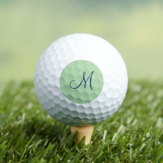 Blue Green Script Monogram Initial  Golf Balls