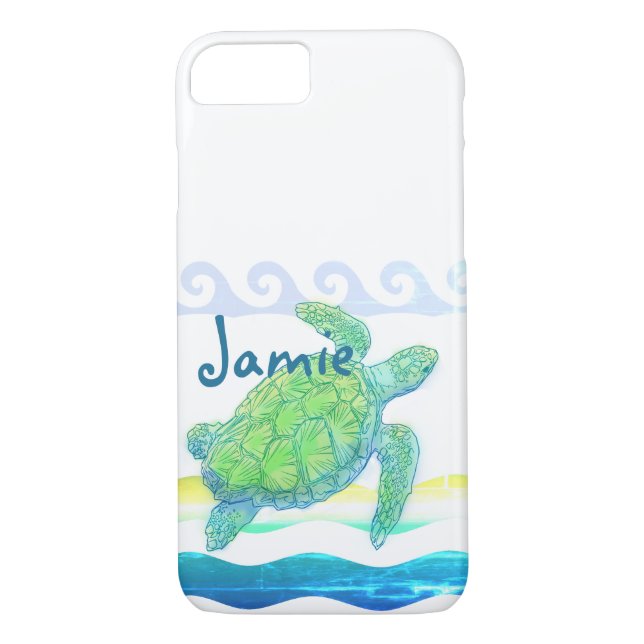 Blue & Green Sea Turtle Case-Mate iPhone Case (Back)