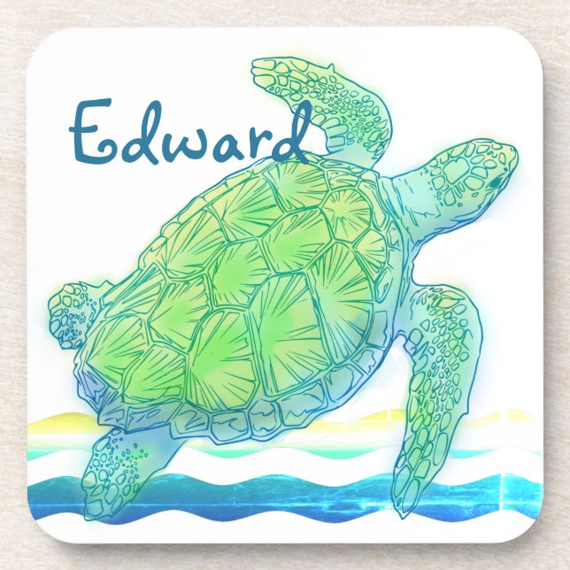 Blue & Green Sea Turtle Coaster (Front)