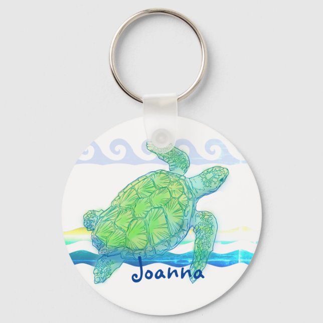 Blue & Green Sea Turtle Key Ring (Front)