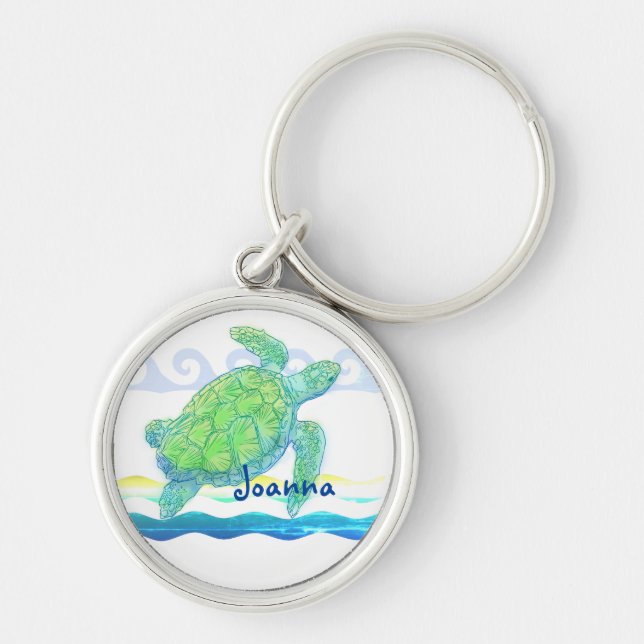 Blue & Green Sea Turtle Key Ring (Front)