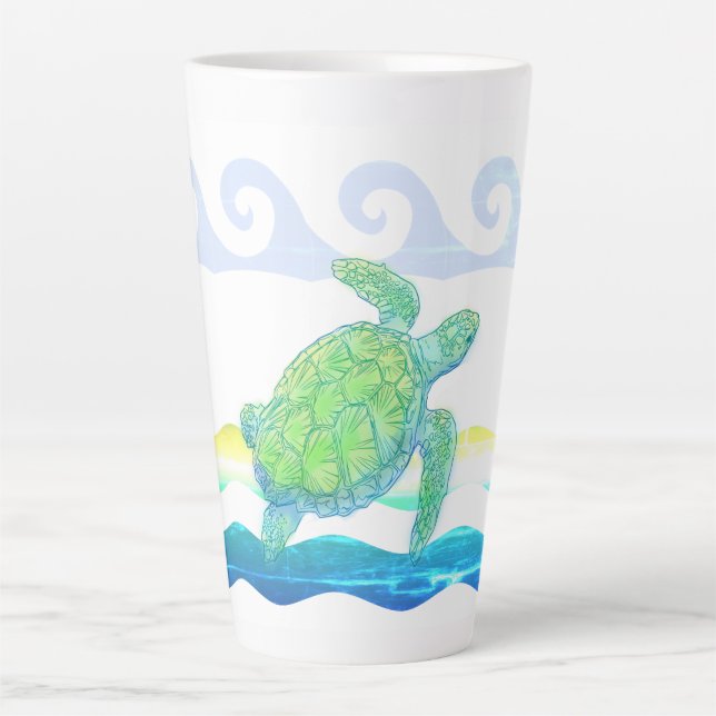 Blue & Green Sea Turtle Latte Mug (Front)