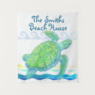 Blue & Green Sea Turtle Tapestry