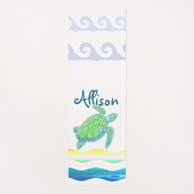Blue & Green Sea Turtle Yoga Mat (Front)