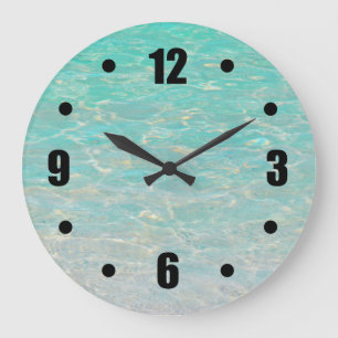 "BLUE-GREEN SEA WITH GLINTS OF GOLDEN SUNLIGHT" LARGE CLOCK