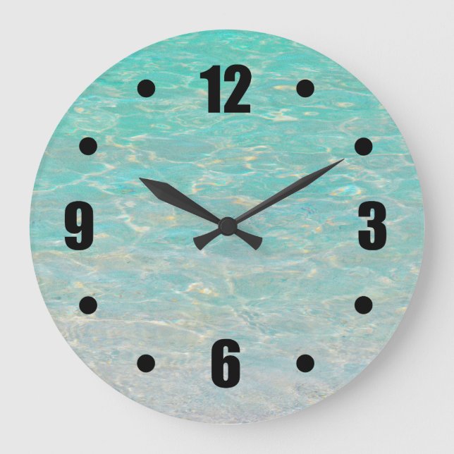 "BLUE-GREEN SEA WITH GLINTS OF GOLDEN SUNLIGHT" LARGE CLOCK (Front)