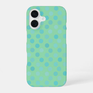 blue, green, seafoam and aquamarine polka dots iPhone 16 case