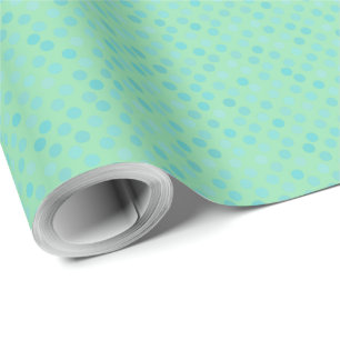 blue, green, seafoam and aquamarine polka dots wrapping paper