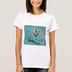 Blue green seashells on the beach painting T-Shirt