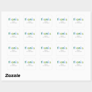 Blue & Green Simple Modern Thanks Square Sticker