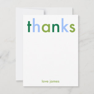 Blue & Green Simple Modern Thanks Thank You Card